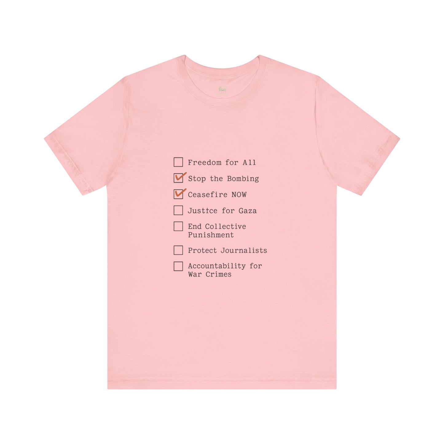 The Checklist – Ceasefire Active Edition Protest T-Shirt | Bella + Canvas 3001 Unisex Tee