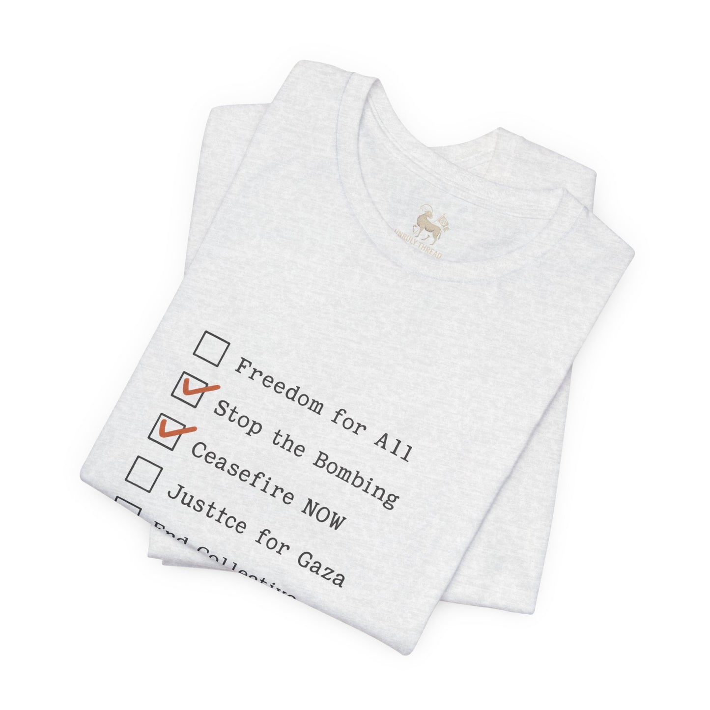 The Checklist – Ceasefire Active Edition Protest T-Shirt | Bella + Canvas 3001 Unisex Tee