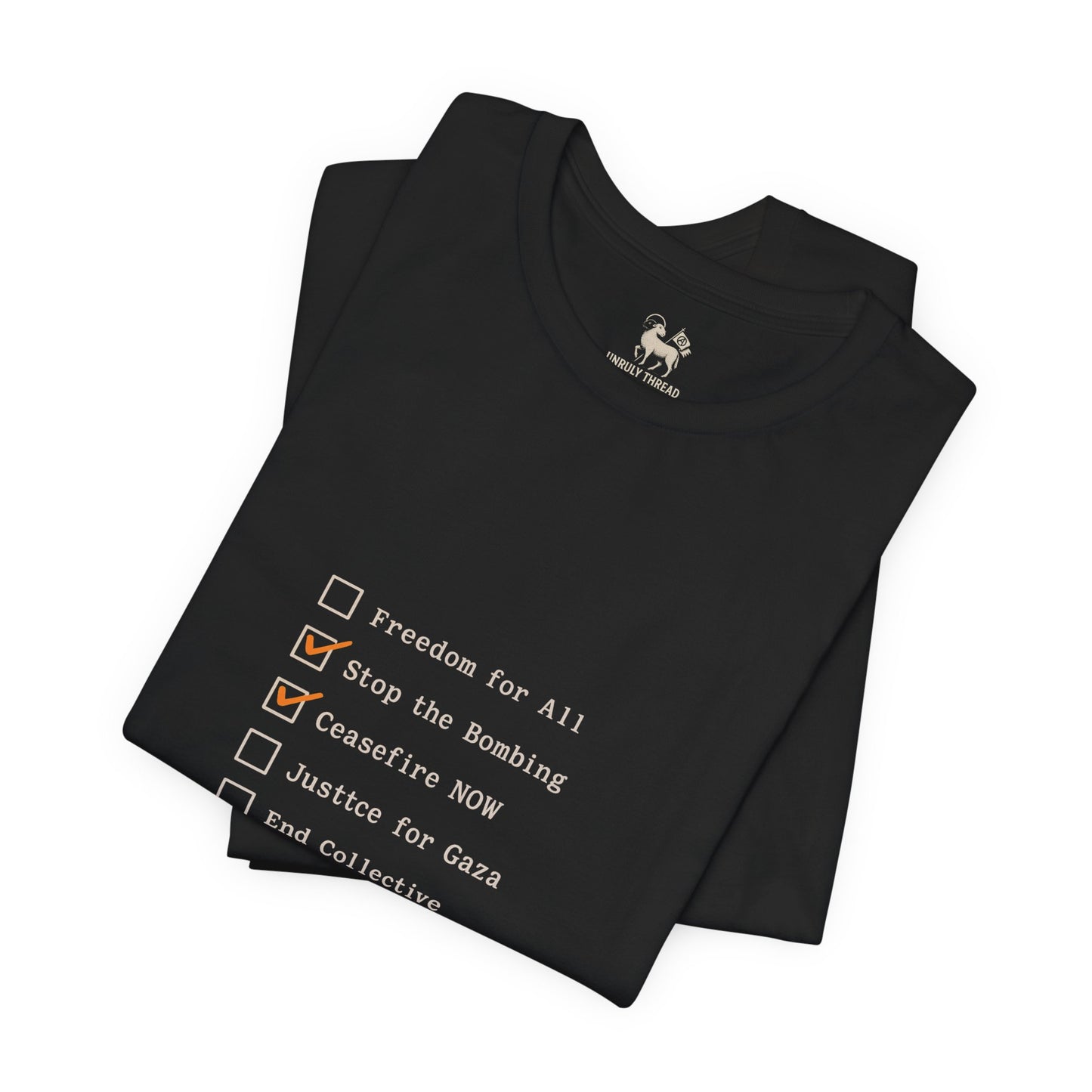 The Checklist – Ceasefire Active Edition Protest T-Shirt | Bella + Canvas 3001 Unisex Tee