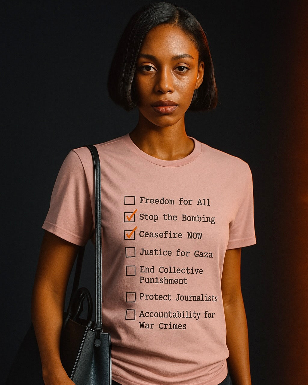 The Checklist – Ceasefire Active Edition Protest T-Shirt | Bella + Canvas 3001 Unisex Tee