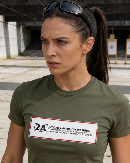 2A* | Second Amendment Warning Label | Minneapolis 1.24.26 | Constitutional Rights Tee